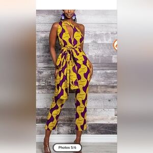 Brand New Stylish Yellow and Purple Jumpsuit.  Wear In Different Styles